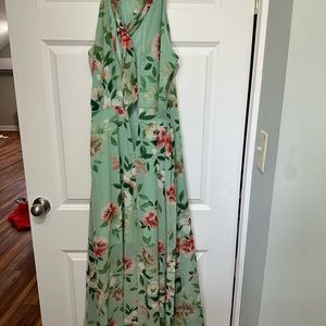 Eliza J high low green floral dress